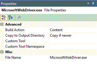 Microsoft Edge WebDriver Properties